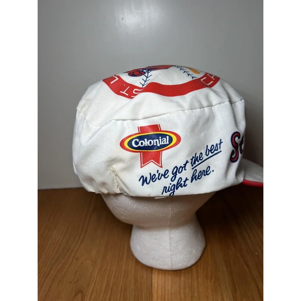 Vintage St. Louis Cardinals Hat Cap Elastic Back White Red MLB Baseball Mens 80s